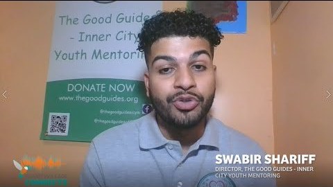 Title card for the CharityVillage Connects interview with Swabir Shariff